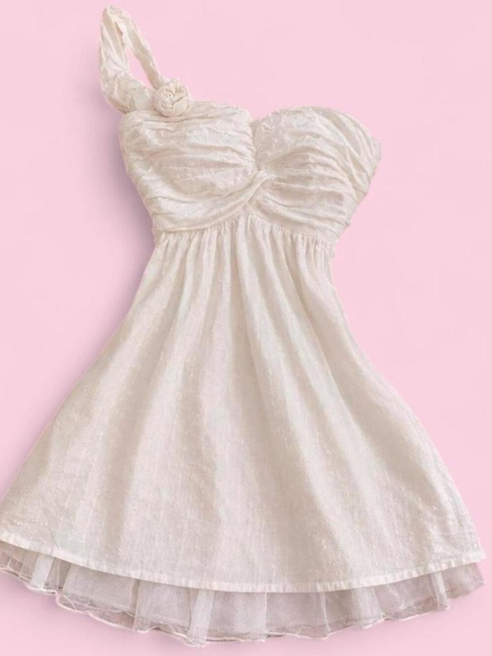 American Vintage Women's White and Cream Swiss dot babydoll dress
